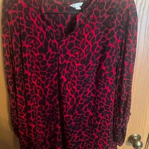 💚3/$25 18W Cato Red and Black Leopard Print Blouse